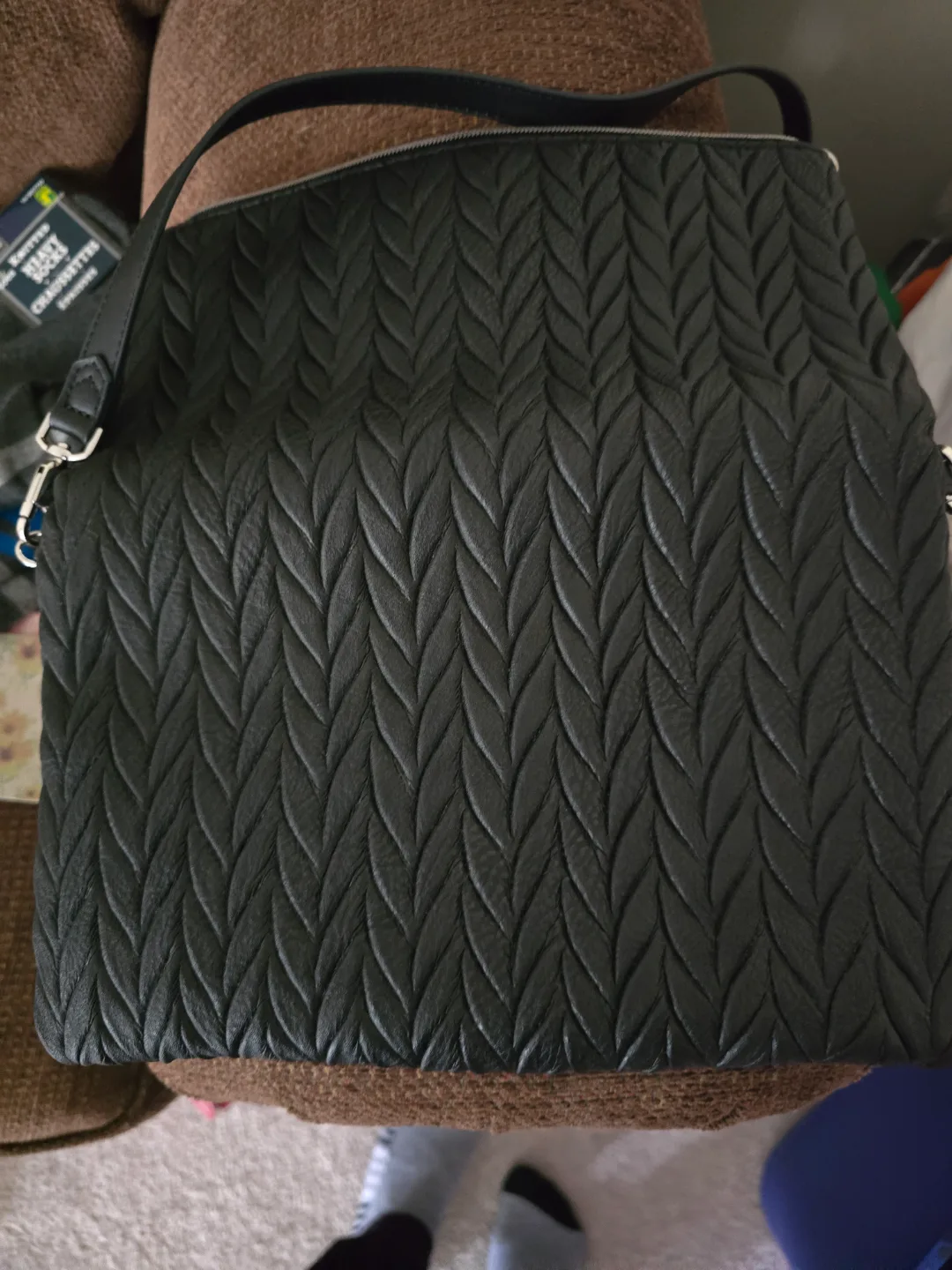 Black Cable Knit Crossbody Bag thumbnail