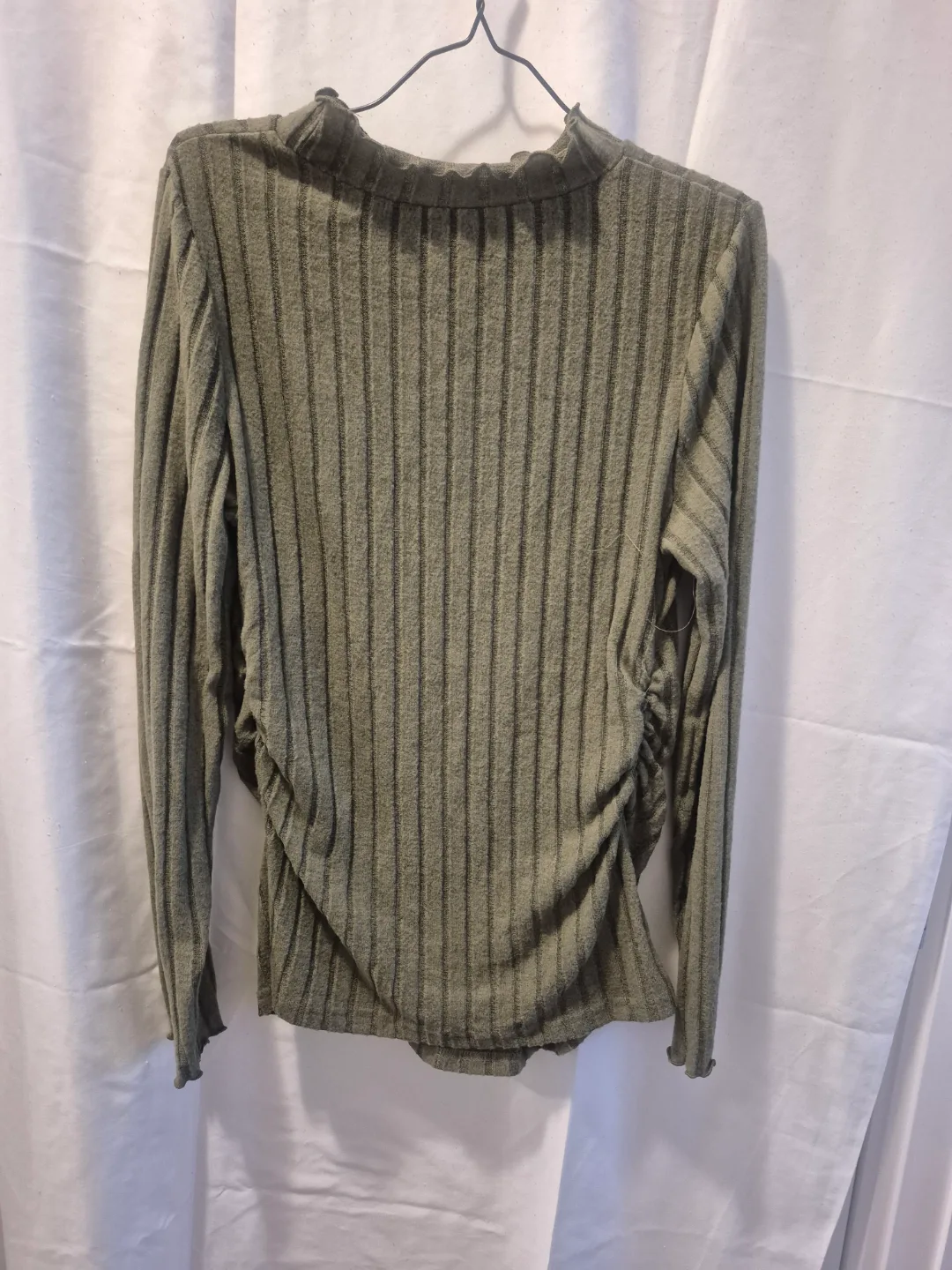 Olive Green Ribbed Long Sleeve Top maternity thumbnail