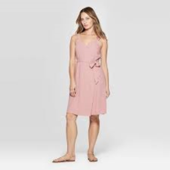 Women's Pink A-Line Wrap Dress