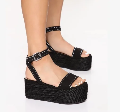 Black Studded Platform Sandals thumbnail