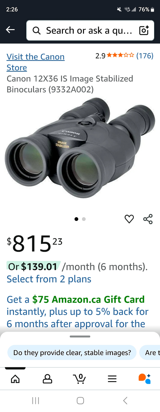 Canon 12x36 IS II 5° Image Stabilized Binoculars - photo 5