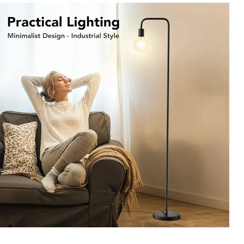 Black Arc Floor Lamp with LED Bulb image indicator(5)