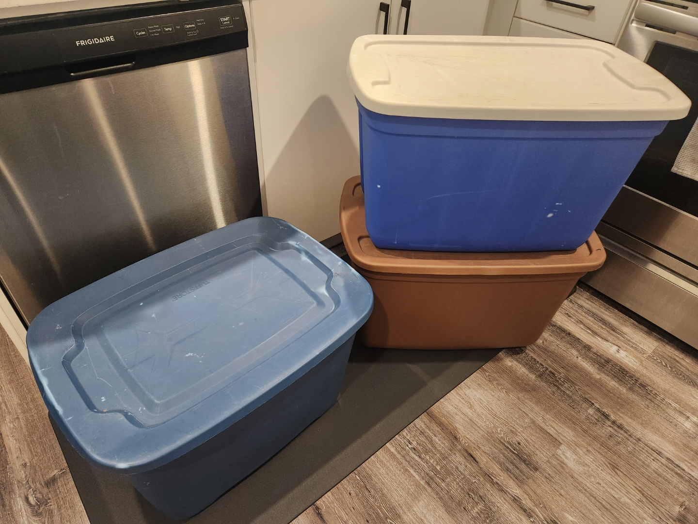 Three Plastic Storage Containers