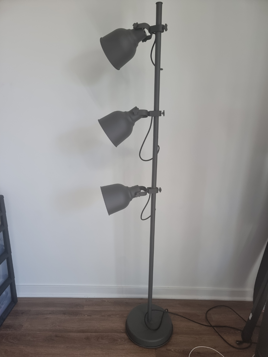 Three-light floor lamp, dark gray