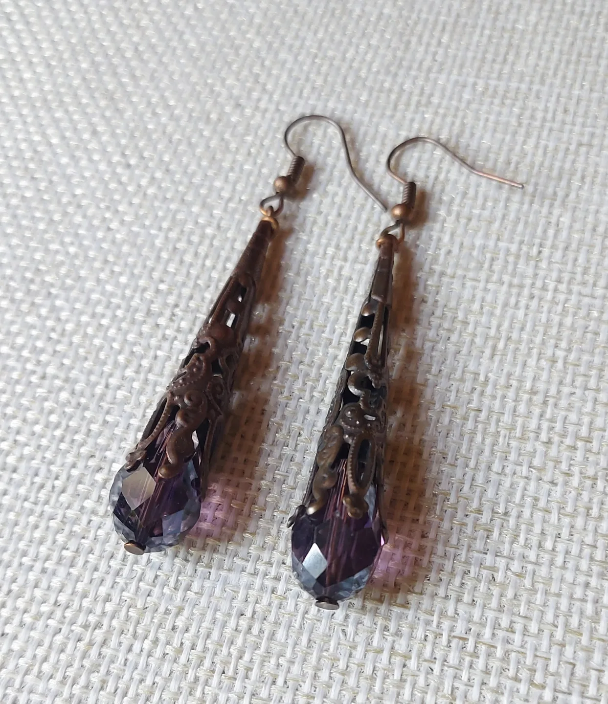 Purple Crystal Drop Earrings thumbnail