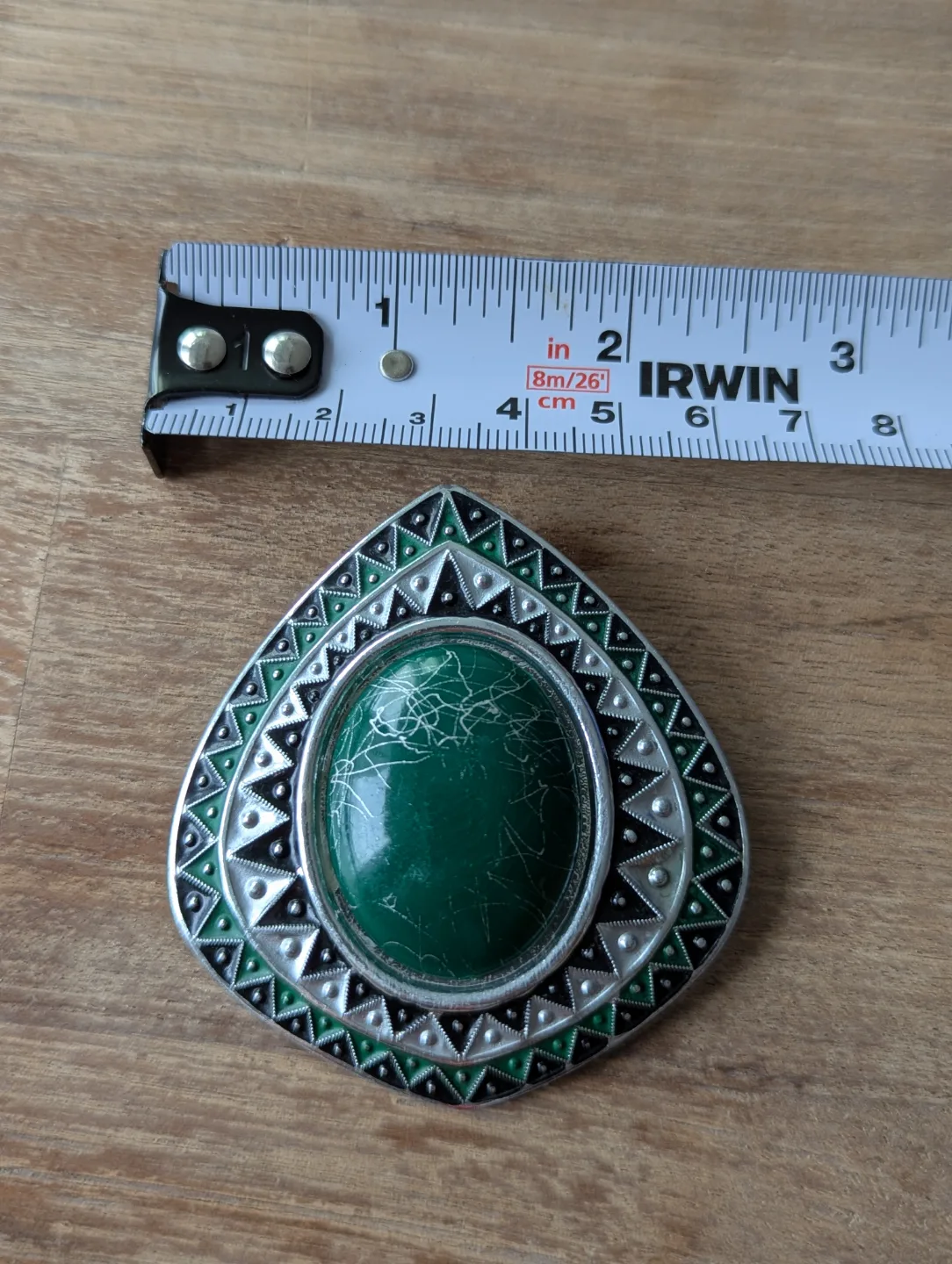 Vintage Green and Silver Tone Brooch image indicator(6)