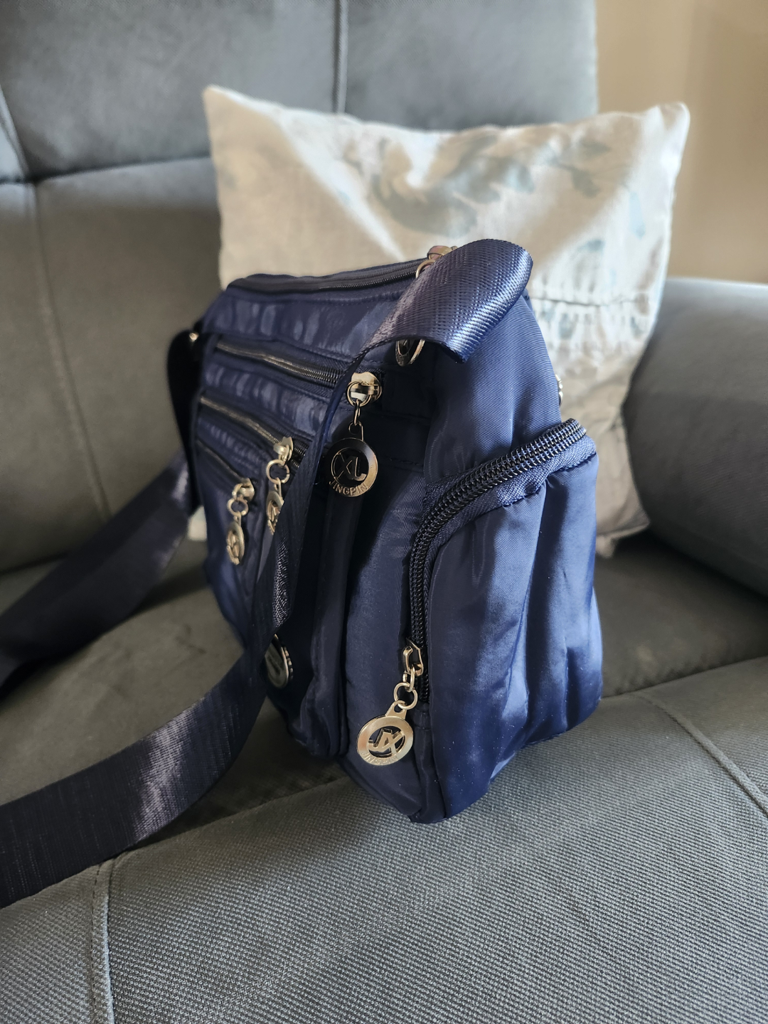 Navy Blue Crossbody Bag with Multiple Pockets - photo 2