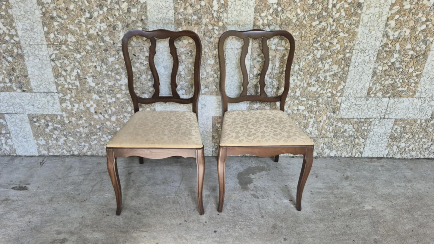 Pair Of Vintage Walnut Chairs (Price For Both) thumbnail