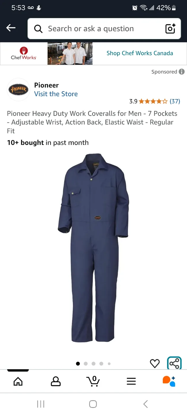 Pioneer Heavy Duty Work Coveralls - Men's Size 48 Regular