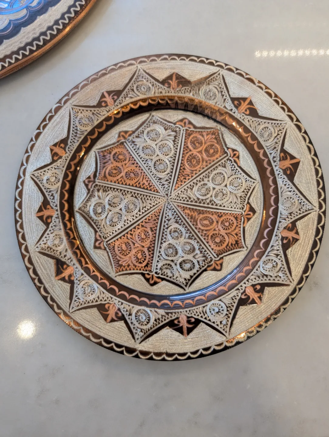 3 Turkish Hand-painted Etched Wall Hanging Copper Plates image indicator(2)