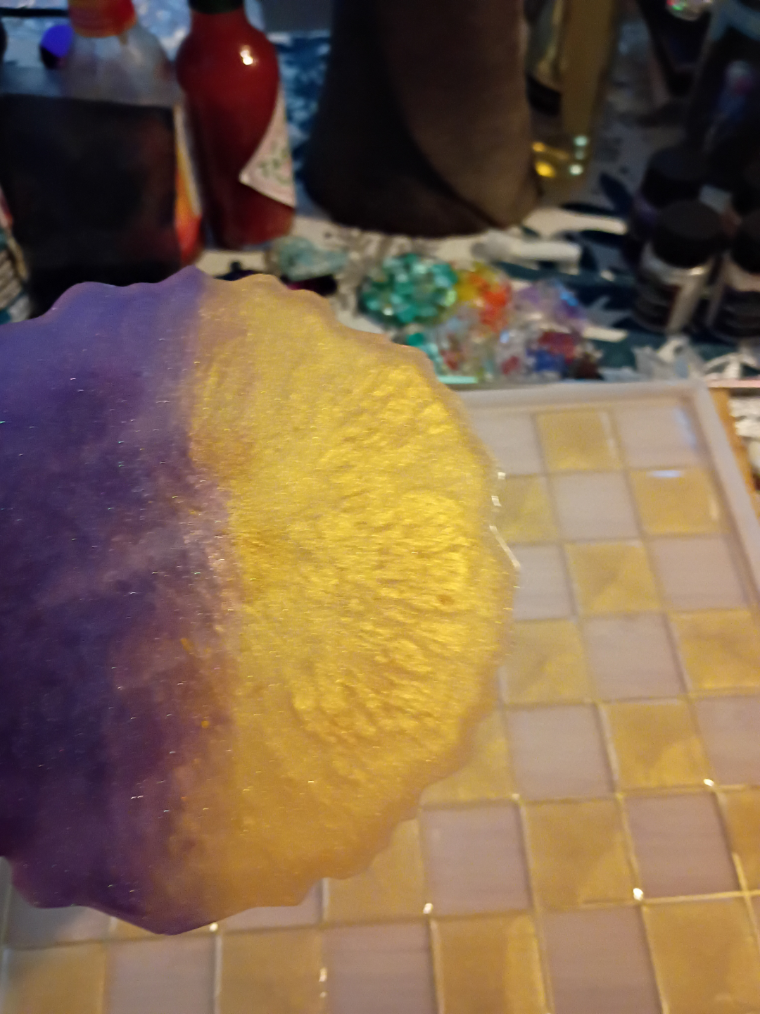 Item for free 🧡Handmade Resin Coasters - Purple and Gold