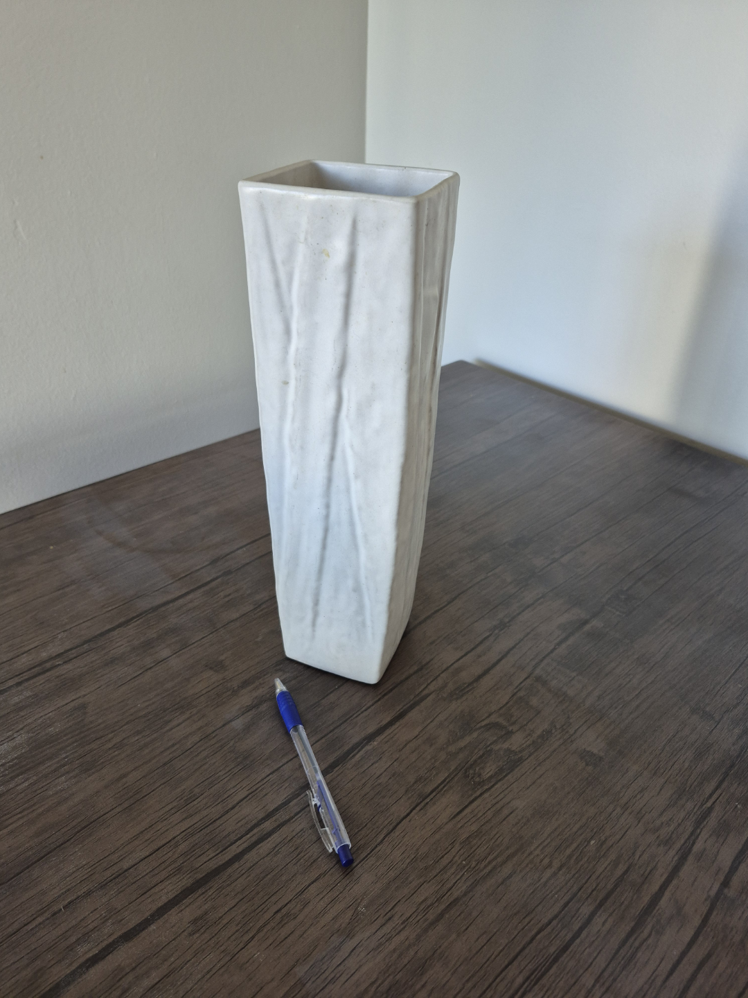 White Ceramic Vase, Tall Rectangular Design #freecycle