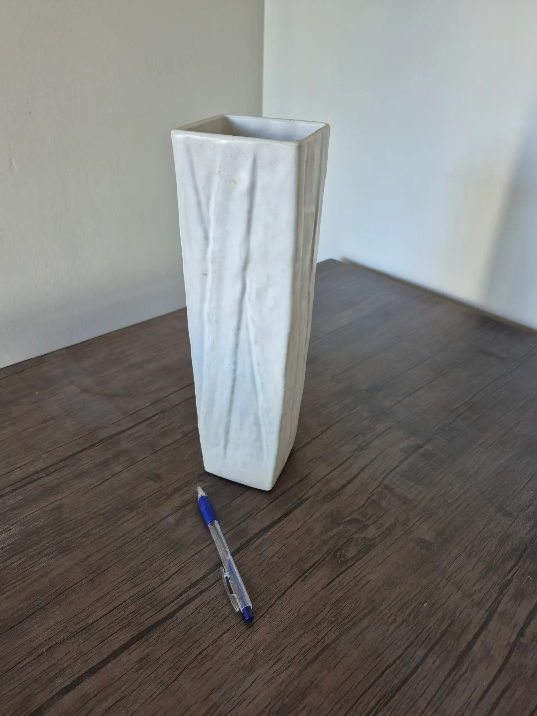 White Ceramic Vase, Tall Rectangular Design #freecycle thumbnail
