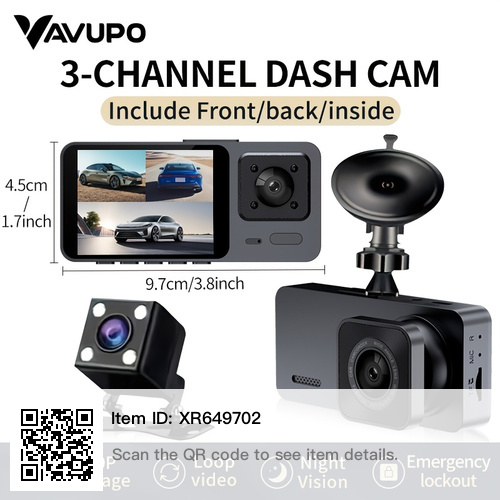 3-Channel Dash Cam with 32GB Card, pick  Scarborough or oshawa