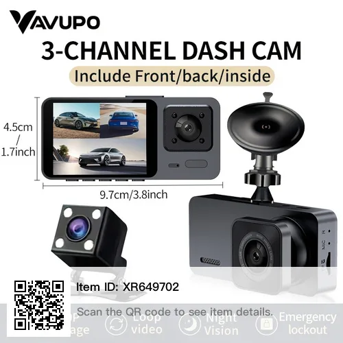 3-Channel Dash Cam with 32GB Card, pick  Scarborough or oshawa thumbnail