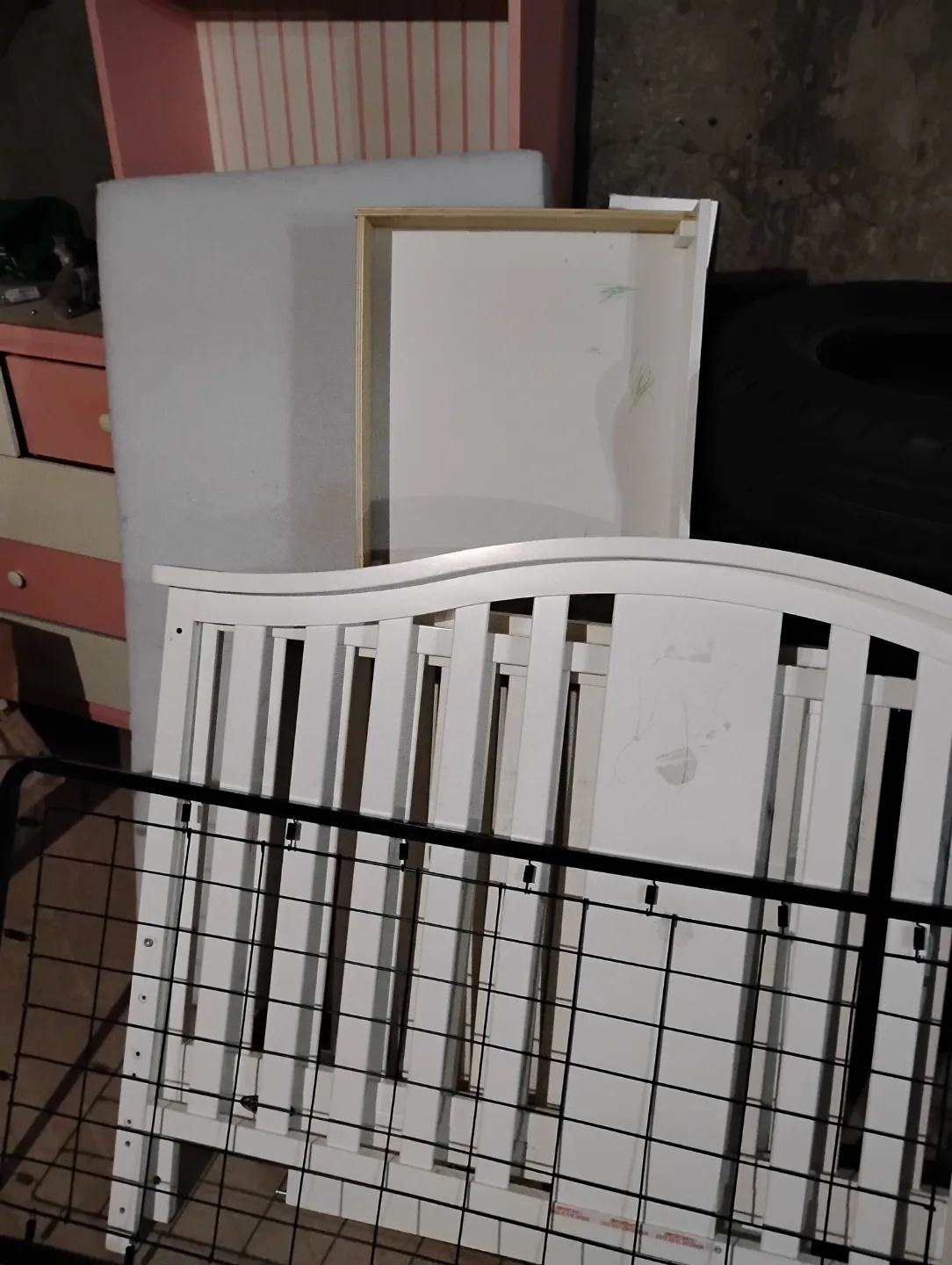 White Baby Crib with Mattress and Extension Kit thumbnail