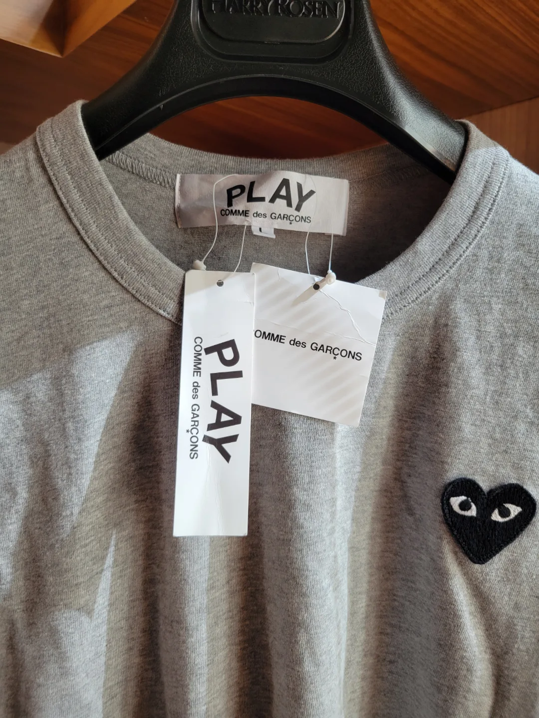 New Commes Des Garcons Long Sleeve Grey T Shirt - Large image indicator(3)