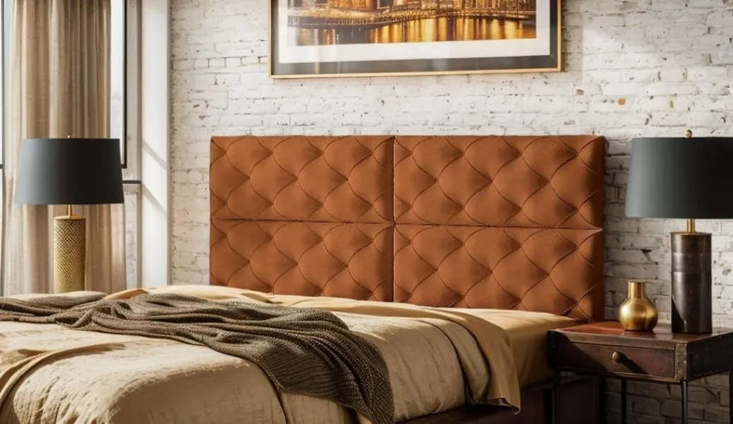 Mustard Yellow Upholstered Headboard Panel thumbnail