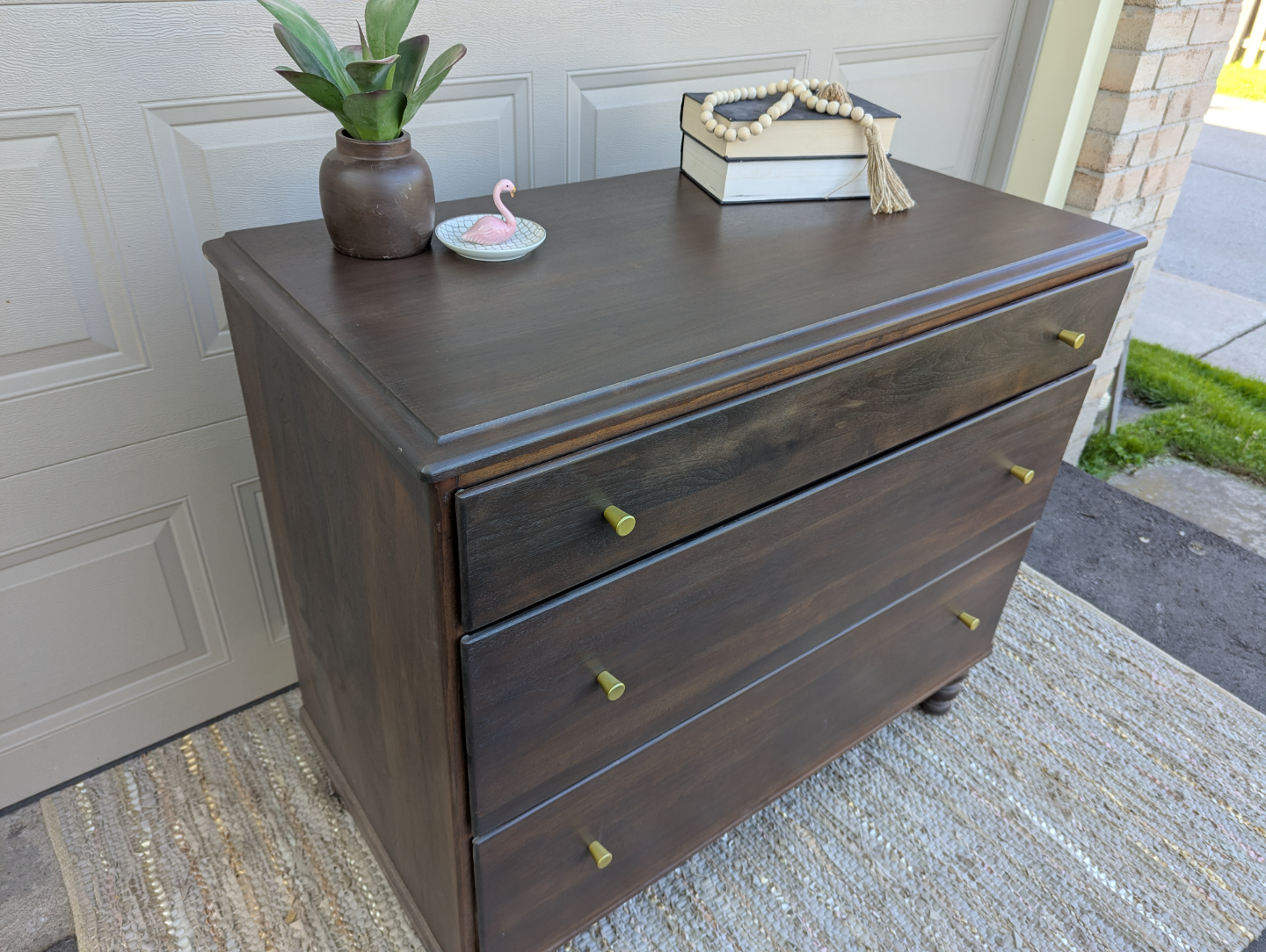 Newly refinished three drawer wood dresser - photo 4