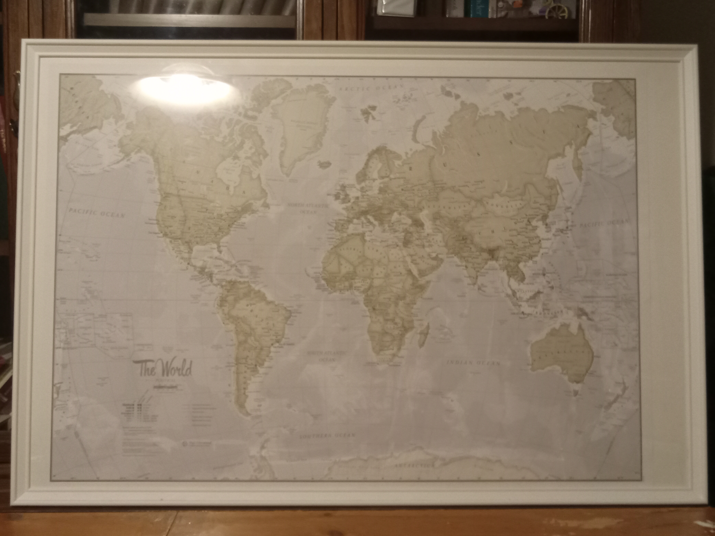 Framed World Map - Beige/Cream 🧡