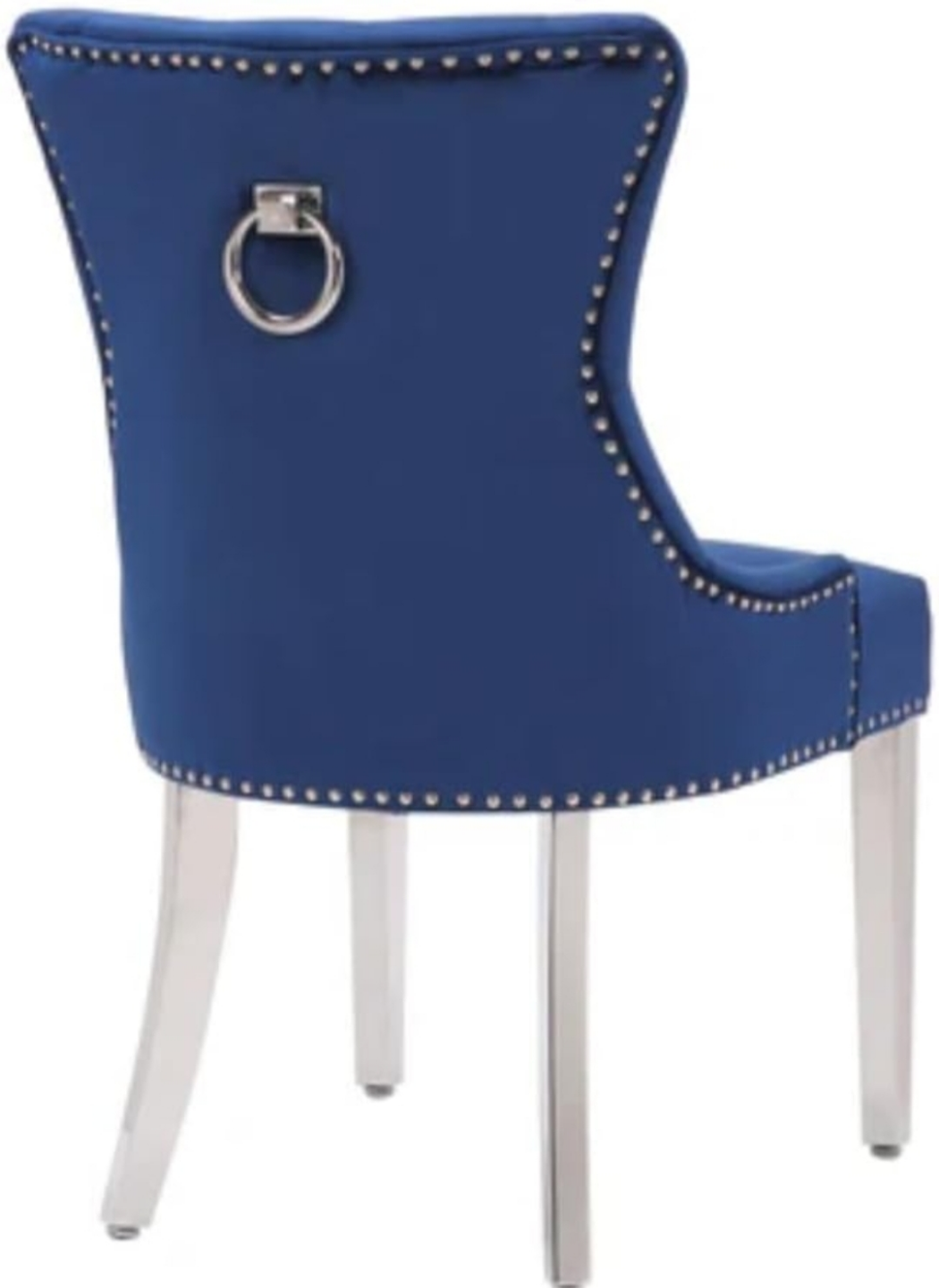 Set of 2 Elegant Blue Velvet Dining Chairs - photo 2