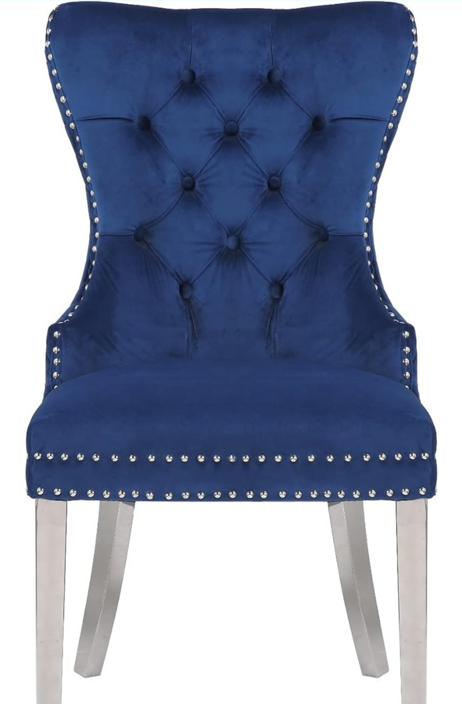 Set of 2 Elegant Blue Velvet Dining Chairs - photo 3
