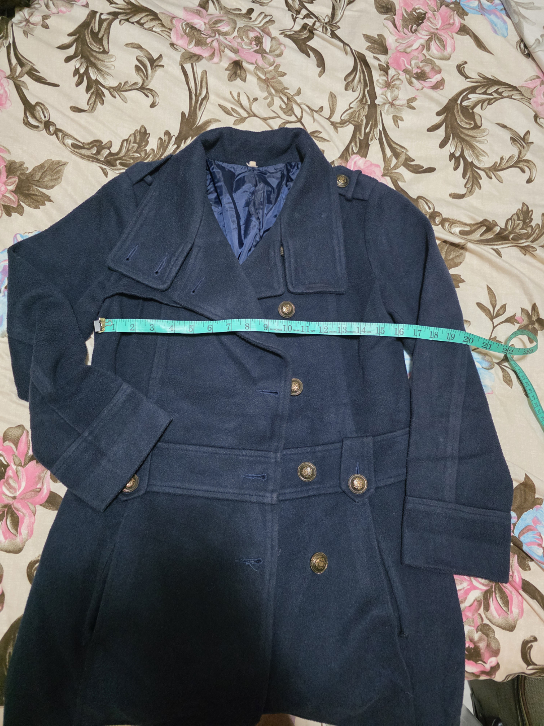 Navy Blue Double-Breasted Peacoat - photo 3