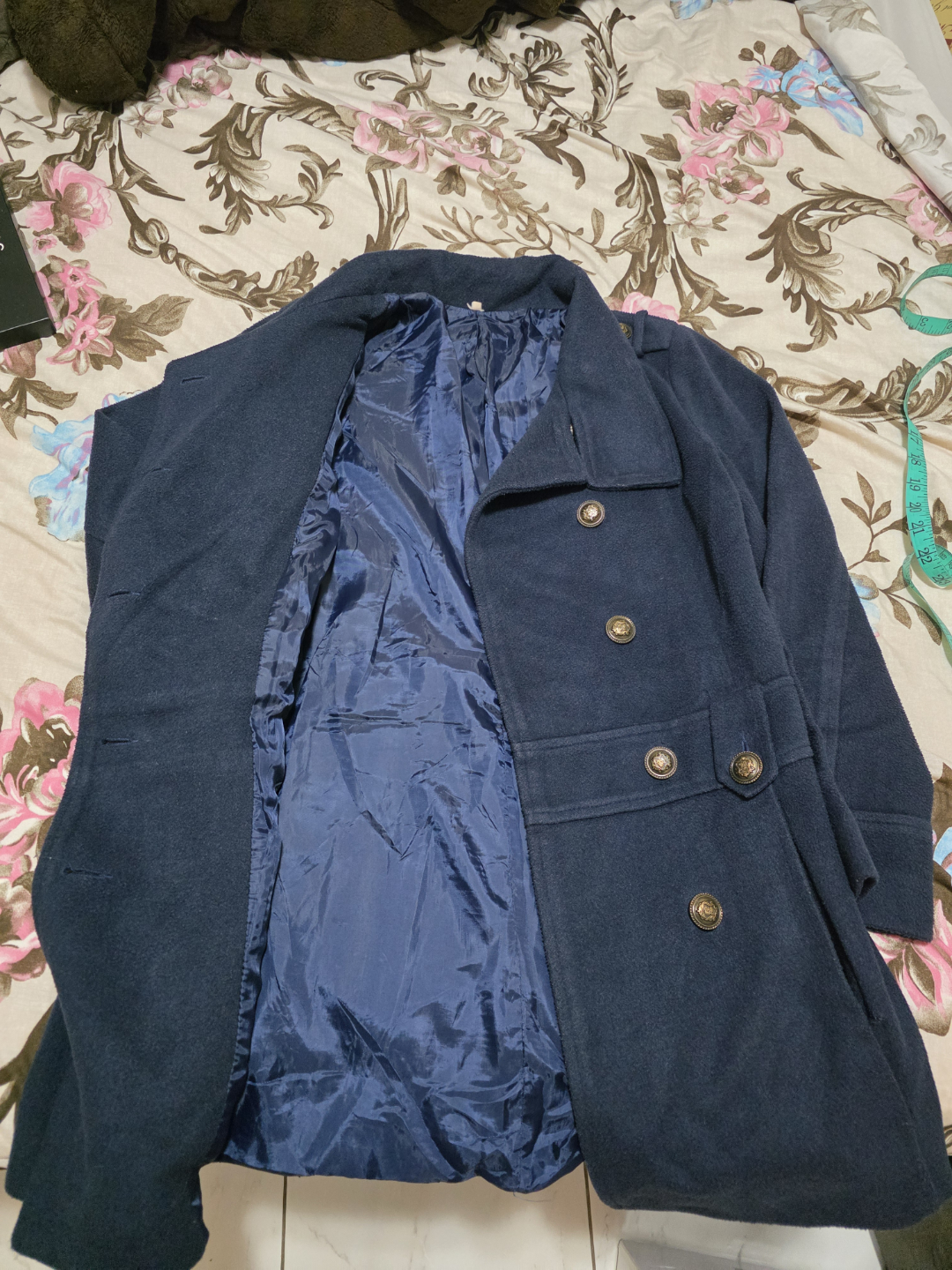 Navy Blue Double-Breasted Peacoat - photo 4