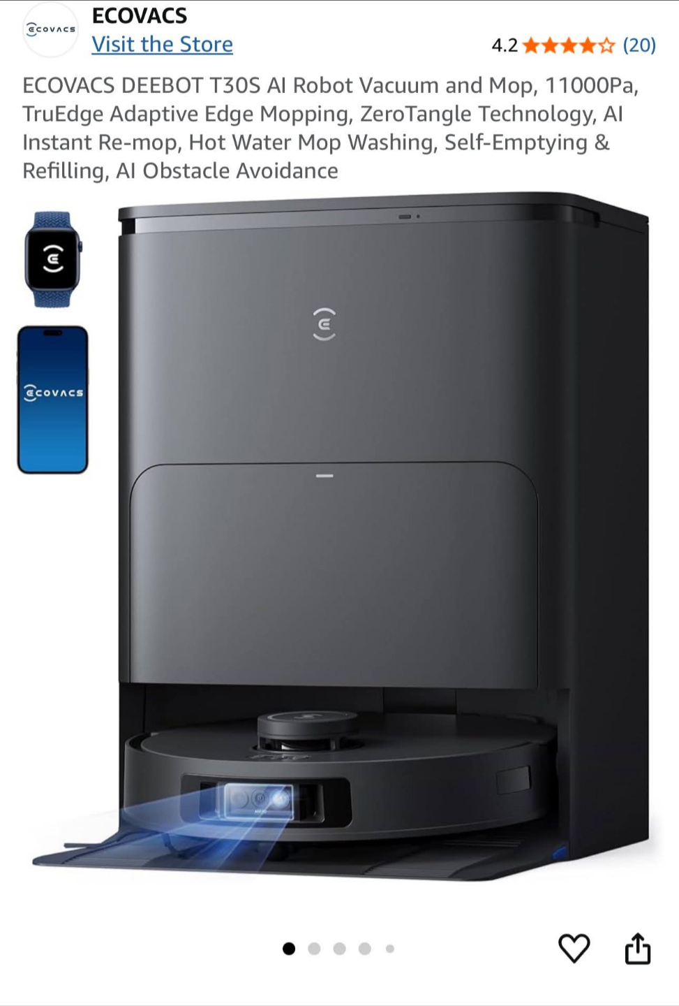 ECOVACS DEEBOT T30S AI Robot Vacuum and Mop