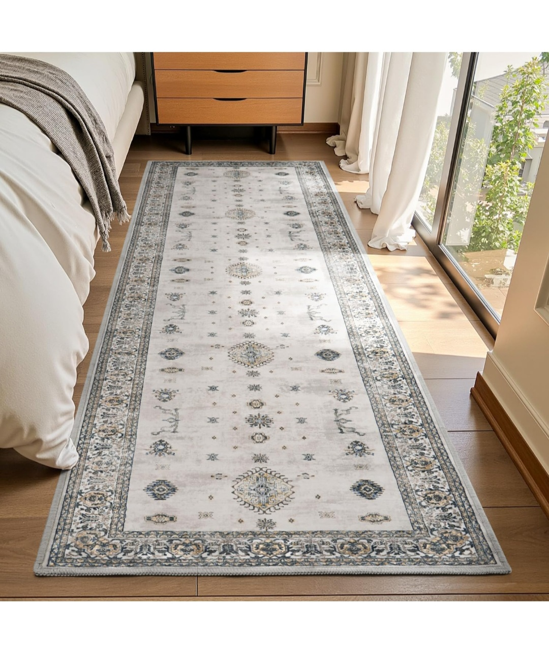10x3ft Vintage Area Rug Runner - Beige, Grey, Cream - photo 4
