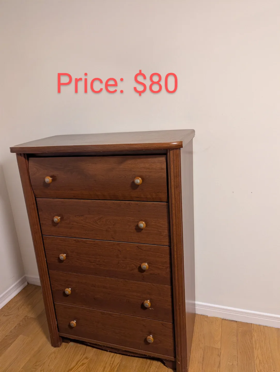Five-Drawer Wooden Chest of Drawers thumbnail