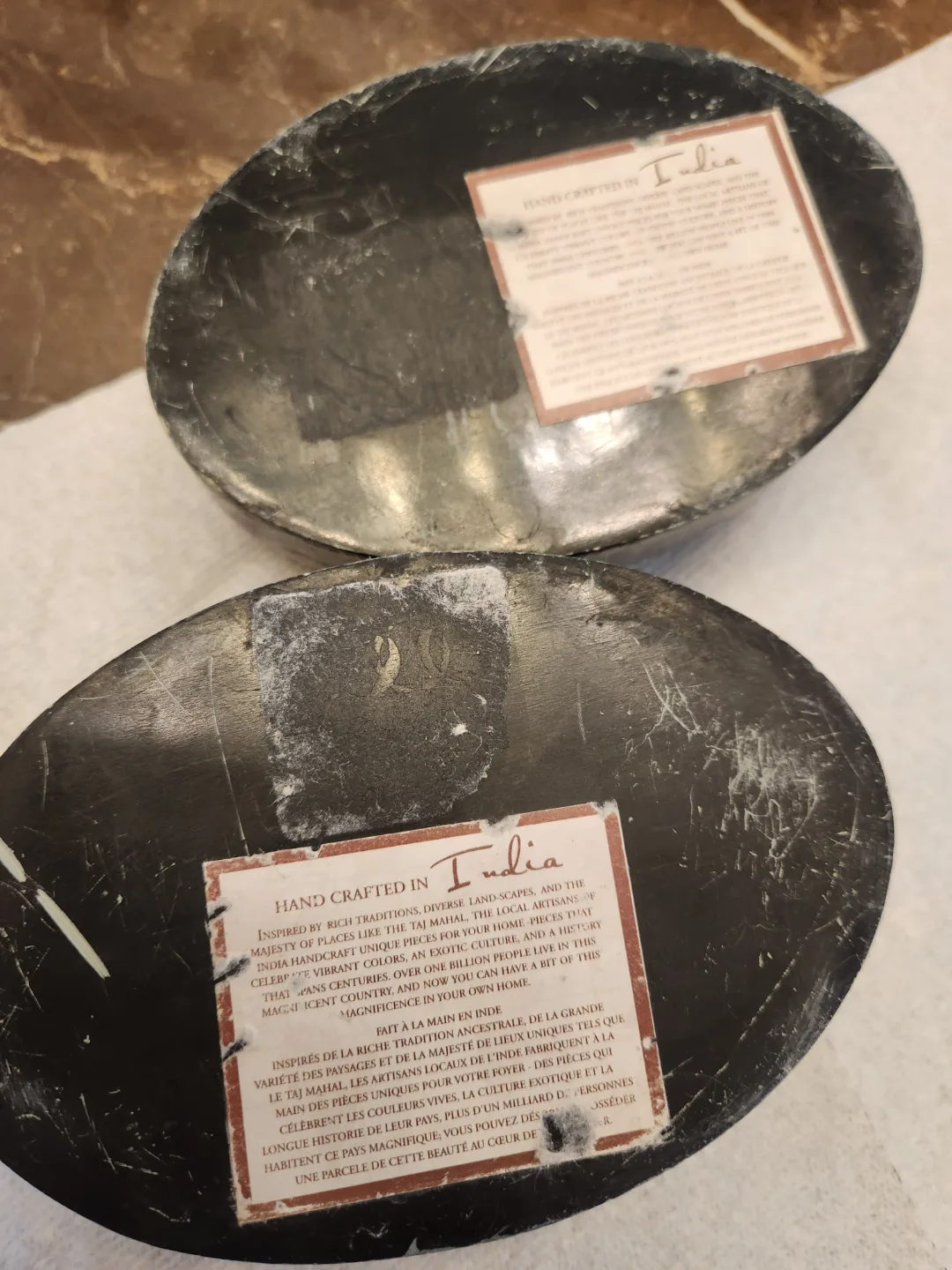 Two Carved Stone Sculptures on Marble Bases image indicator(6)