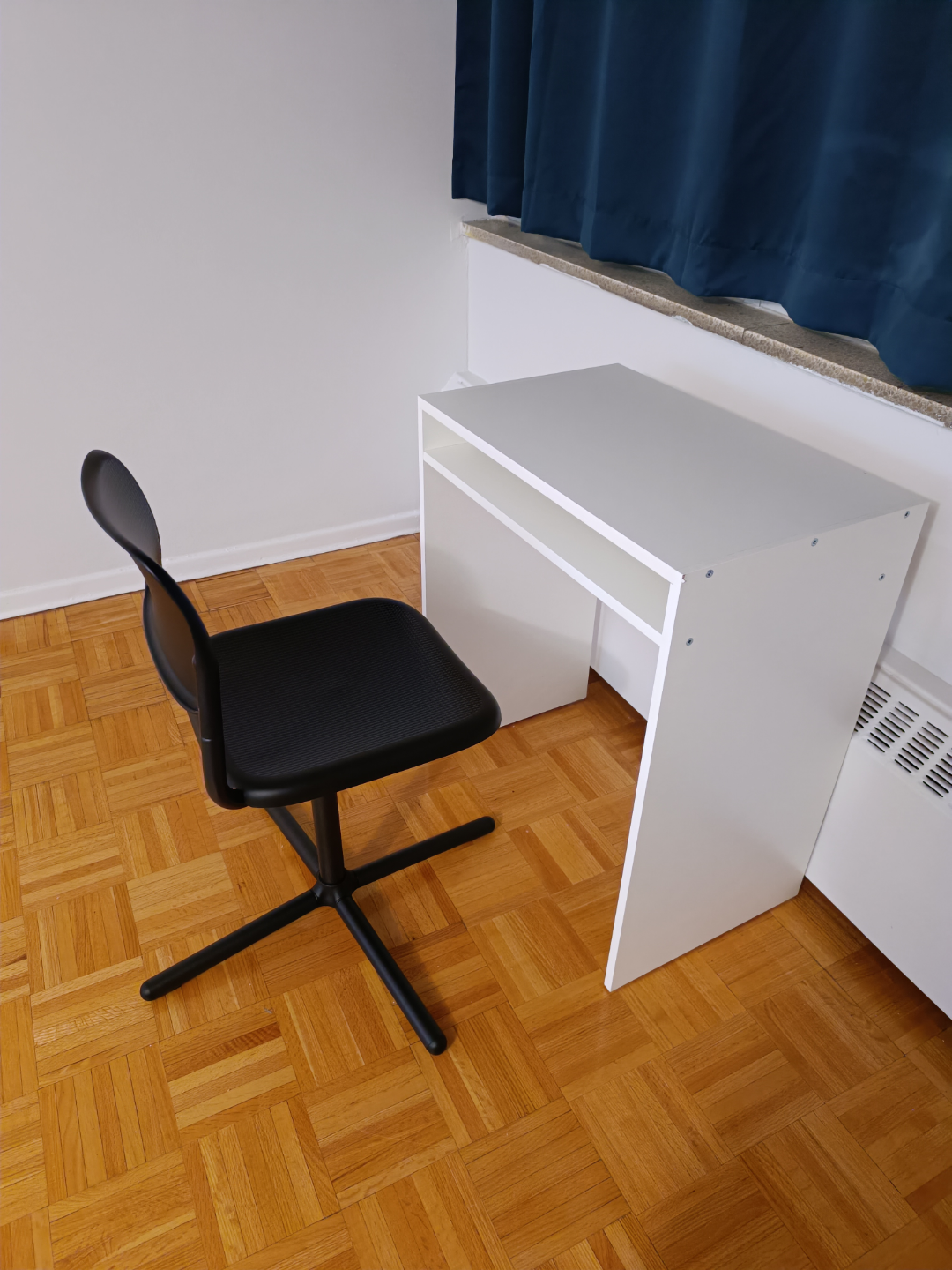 Ikea White Desk with Black Chair