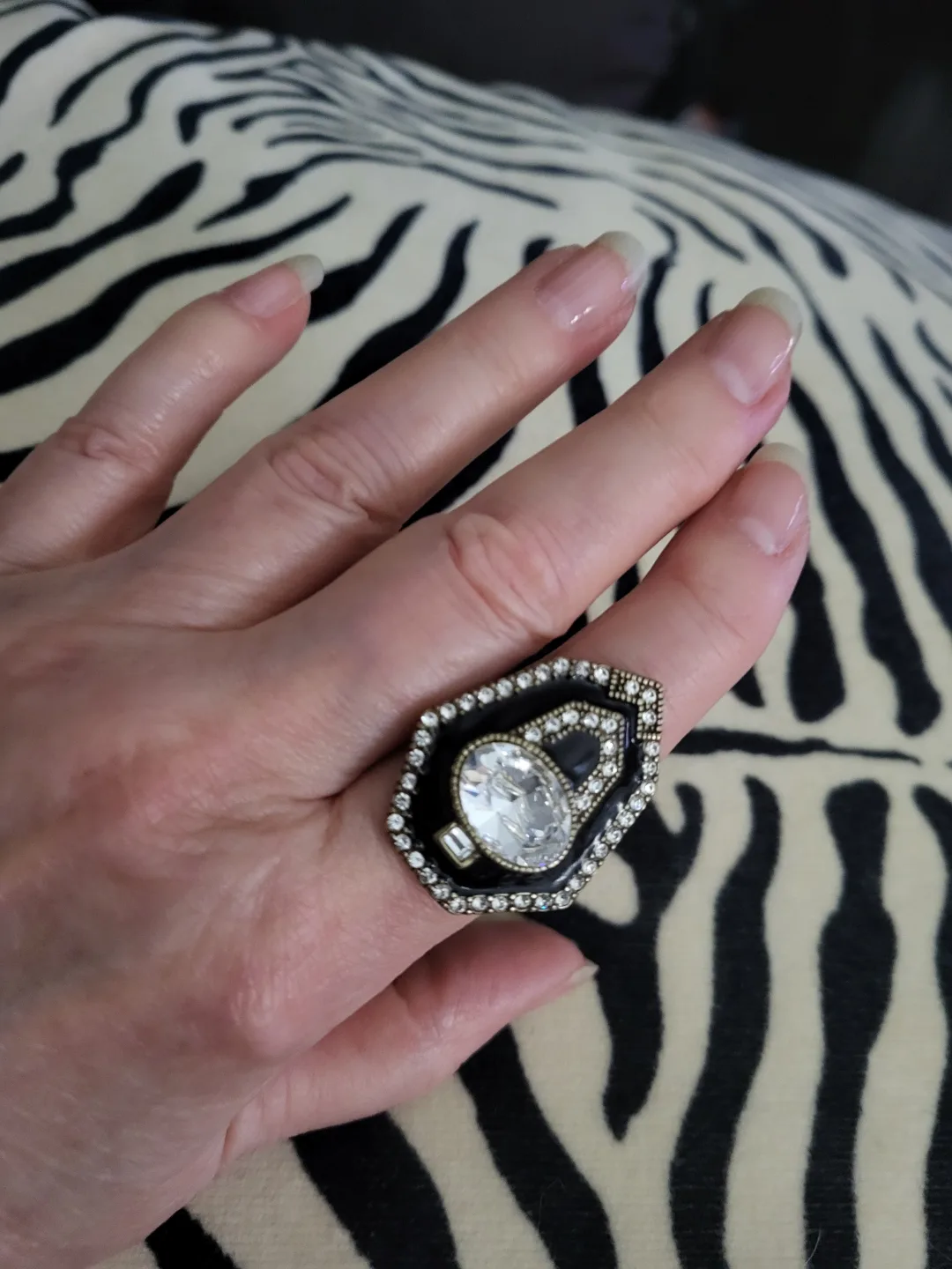 Heidi Daus Statement Ring - Black Enamel & Crystal image indicator(5)