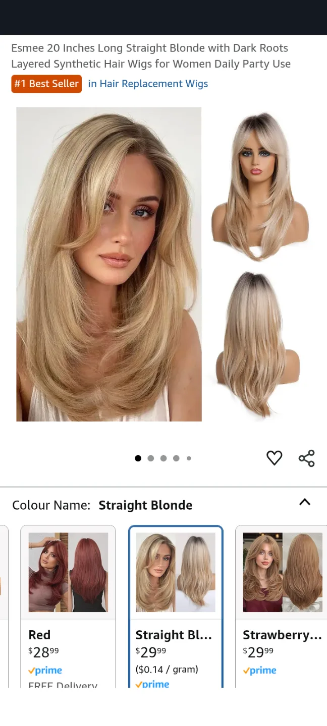 Esmee 20 inch Straight Blonde Layered Synthetic Wig thumbnail