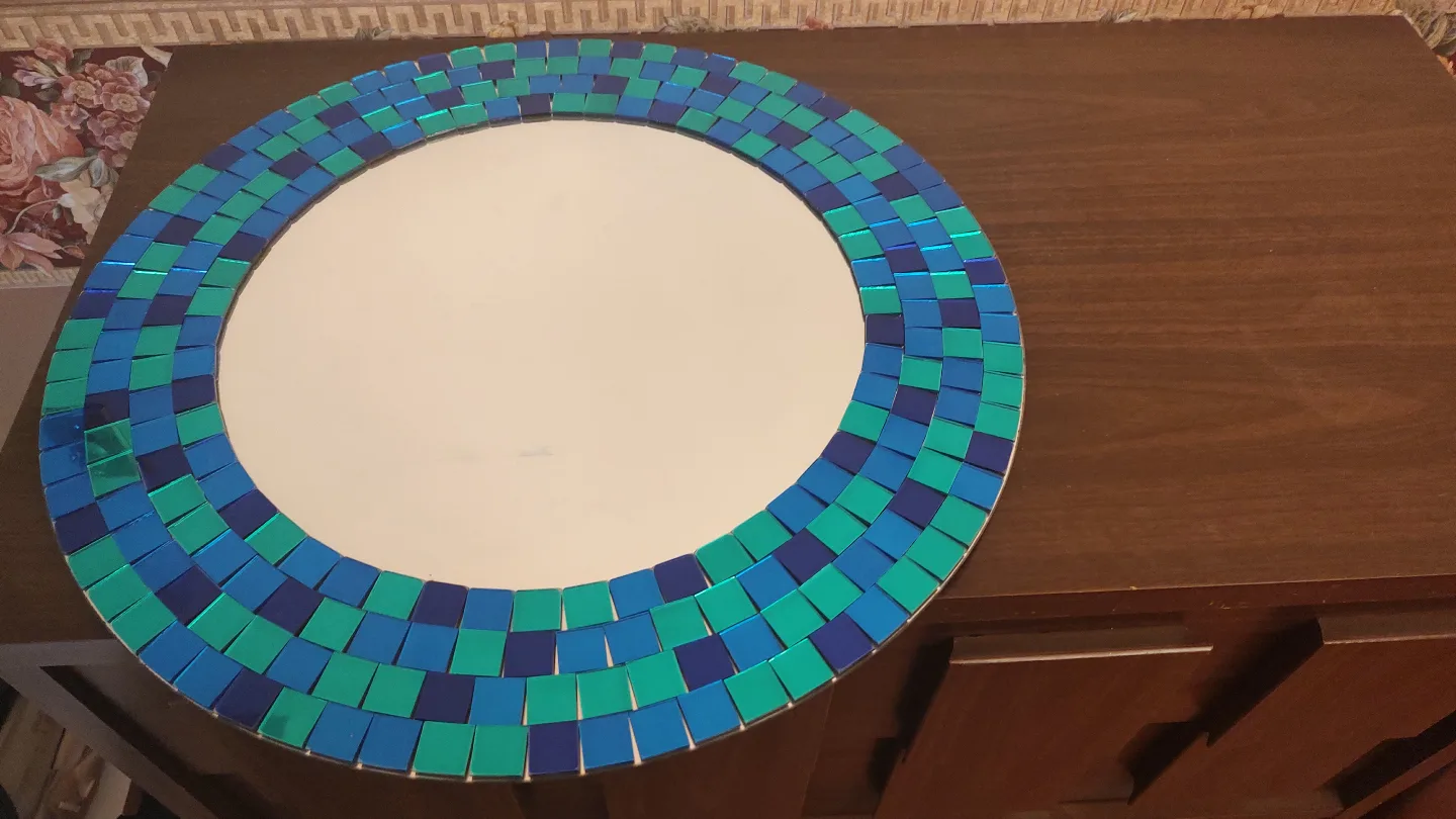 Round Mosaic Mirror Teal and Blue image indicator(2)