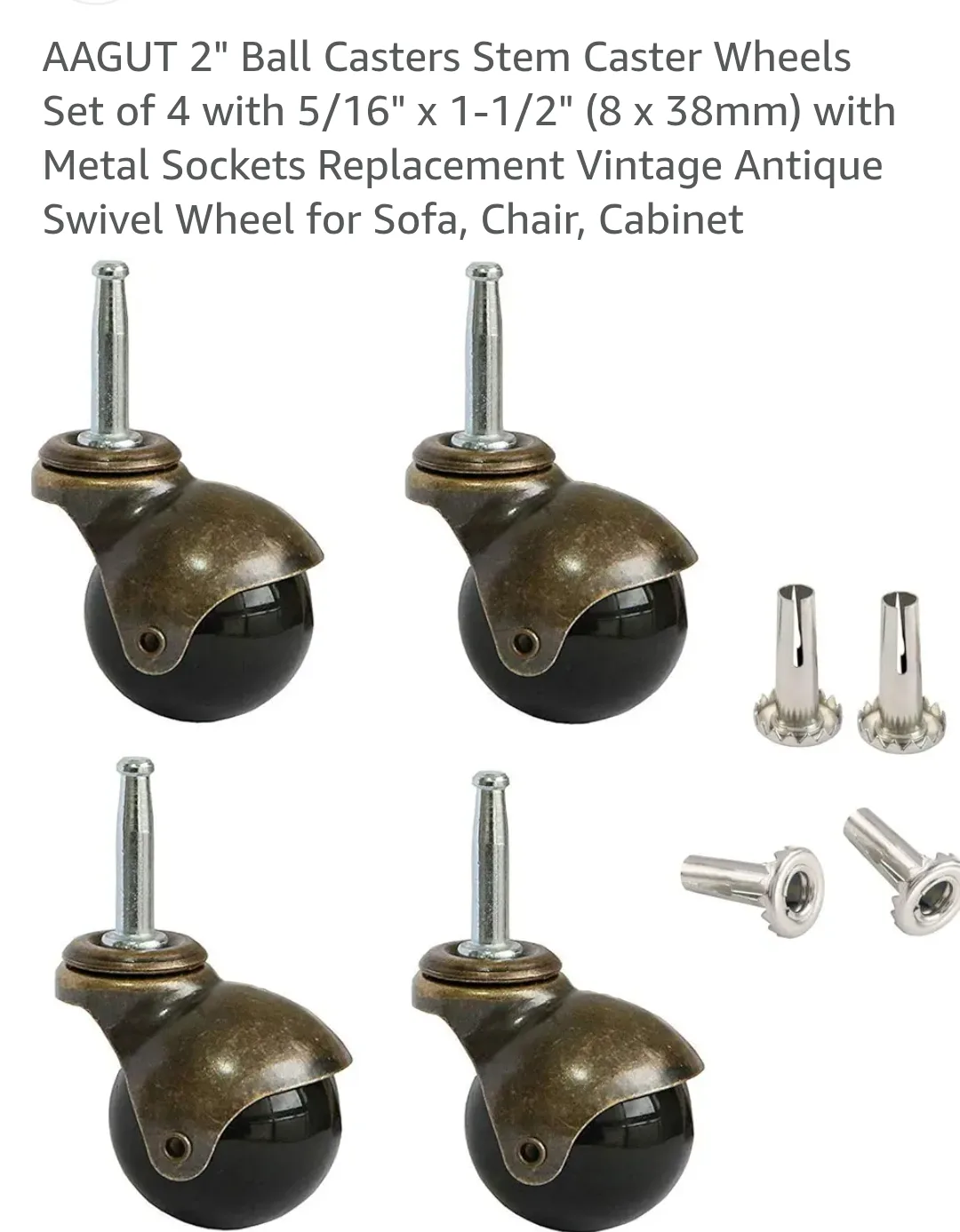 Set of 4 ( Four) Bronze 2" Ball Casters thumbnail