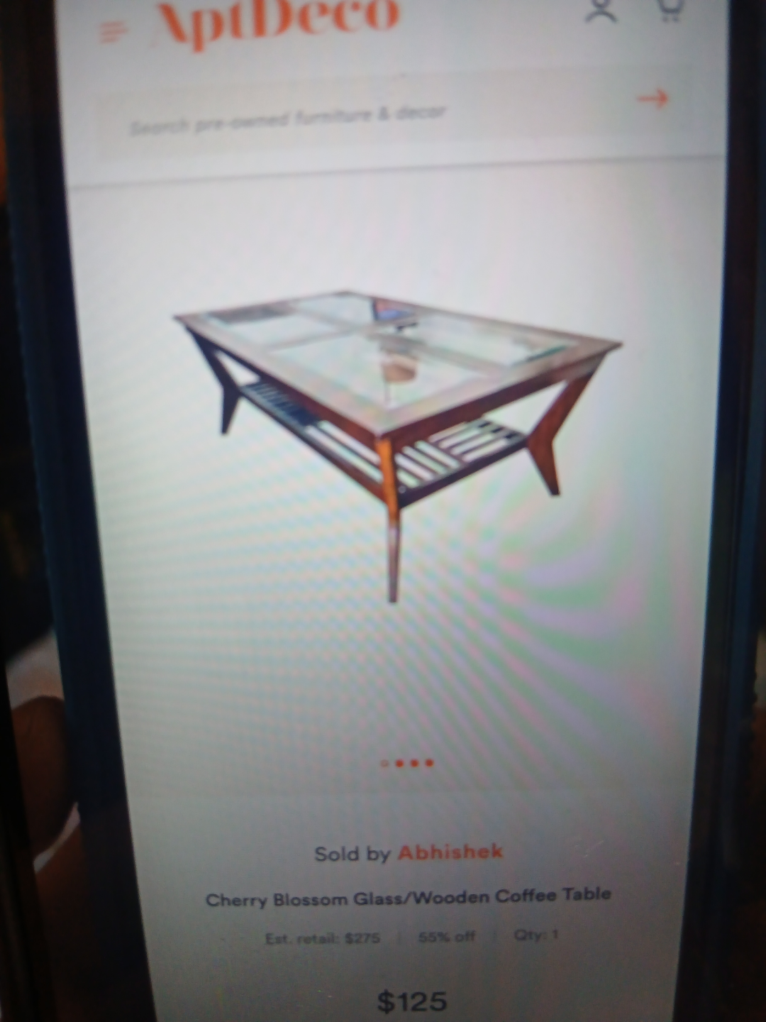 Cherry Blossom Glass/Wood Coffee Table