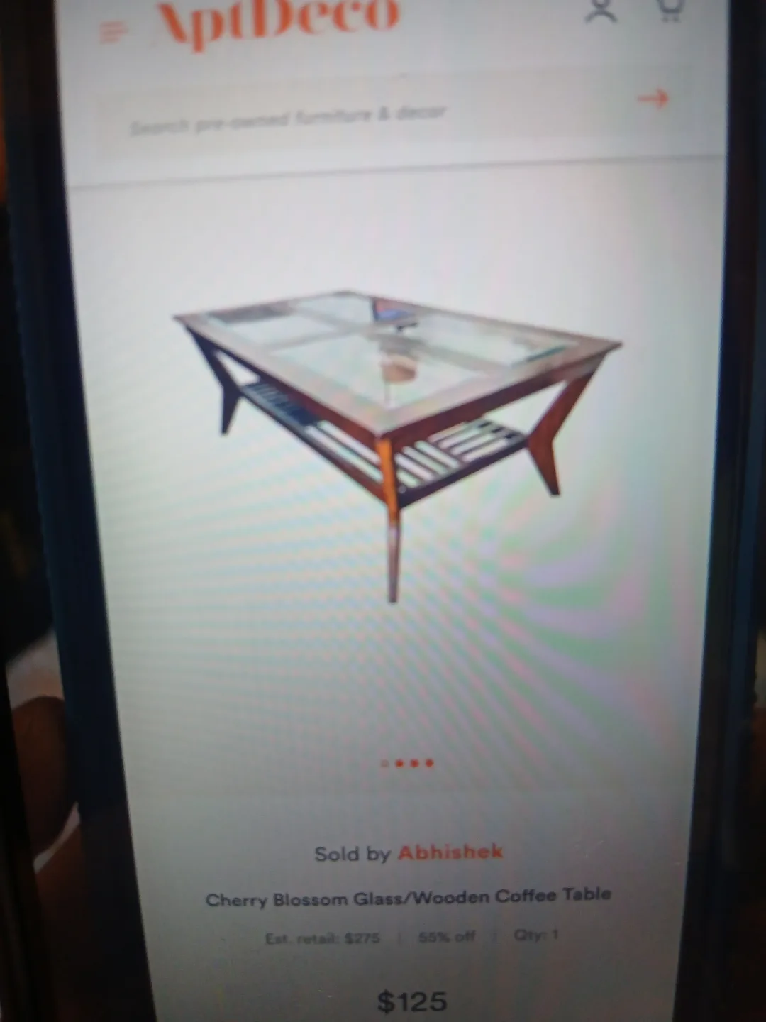 Cherry Blossom Glass/Wood Coffee Table thumbnail