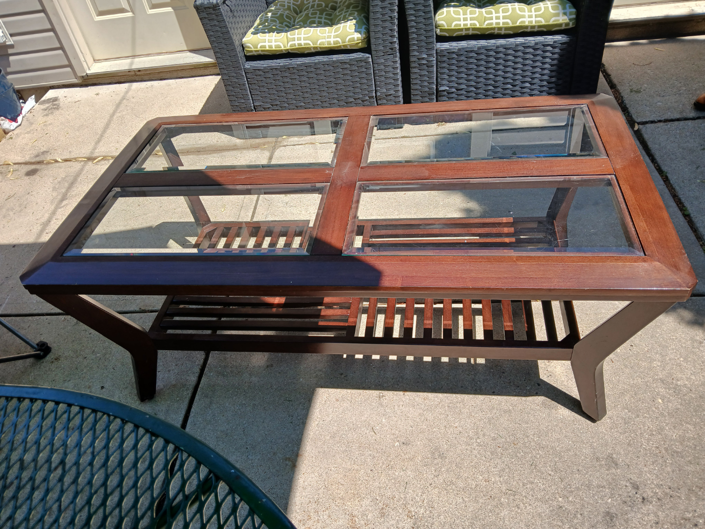 Cherry Blossom Glass/Wood Coffee Table - photo 2