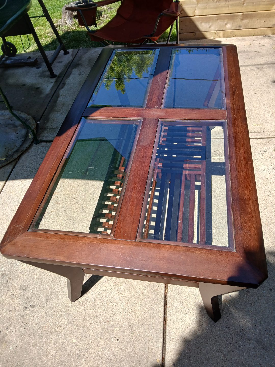 Cherry Blossom Glass/Wood Coffee Table - photo 3