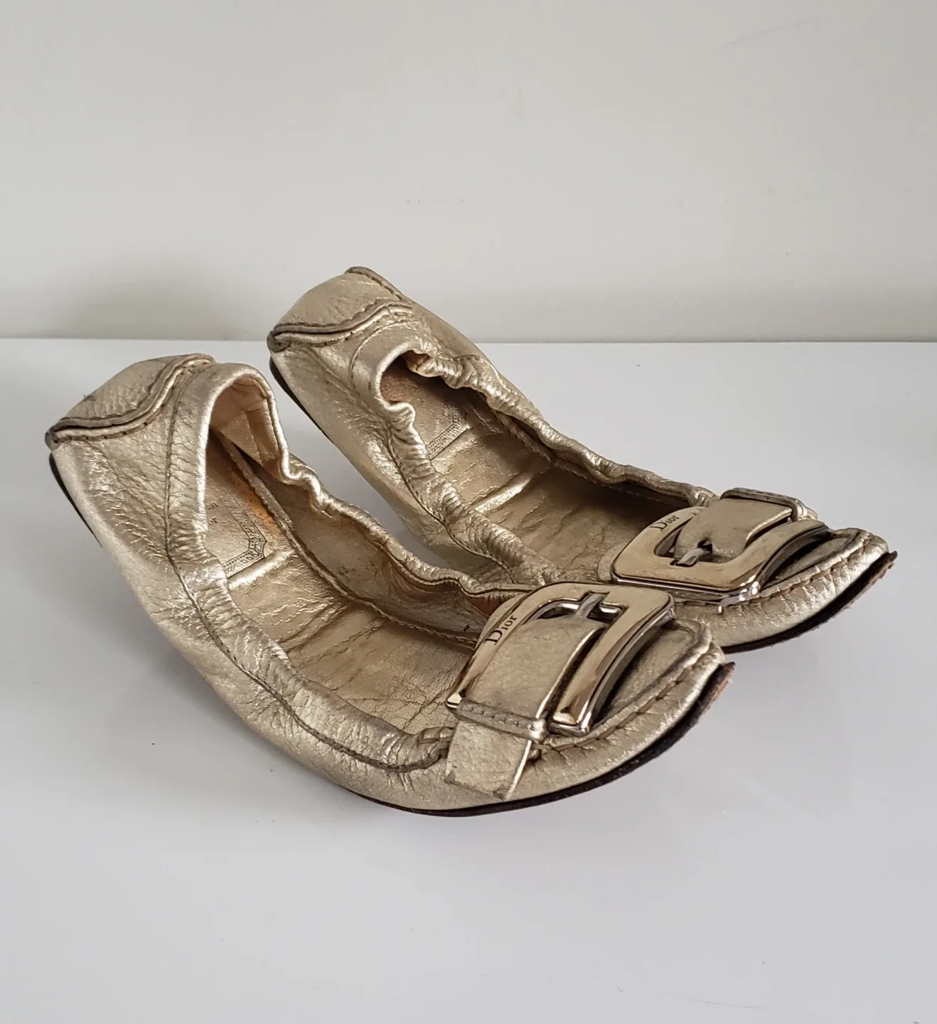 Dior Metallic Leather Ballet Flats - Sz 7 image indicator(2)