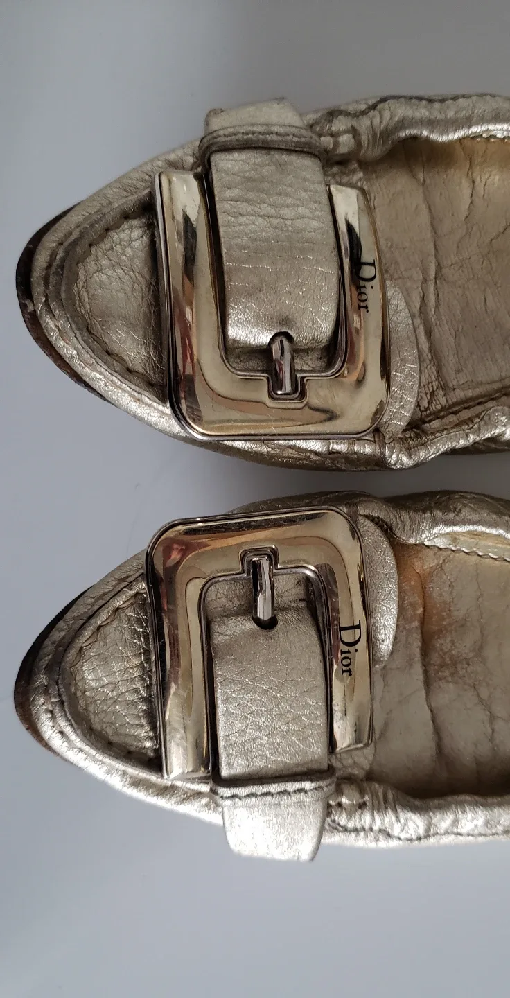 Dior Metallic Leather Ballet Flats - Sz 7 image indicator(4)