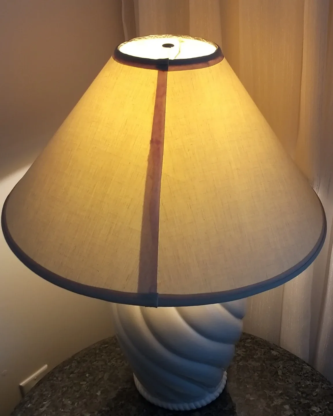 White Table Lamp with Cream Shade image indicator(3)