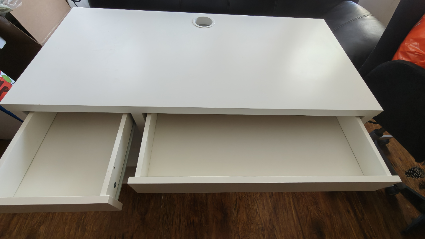 White IKEA Desk with Drawers and Shelving - photo 2