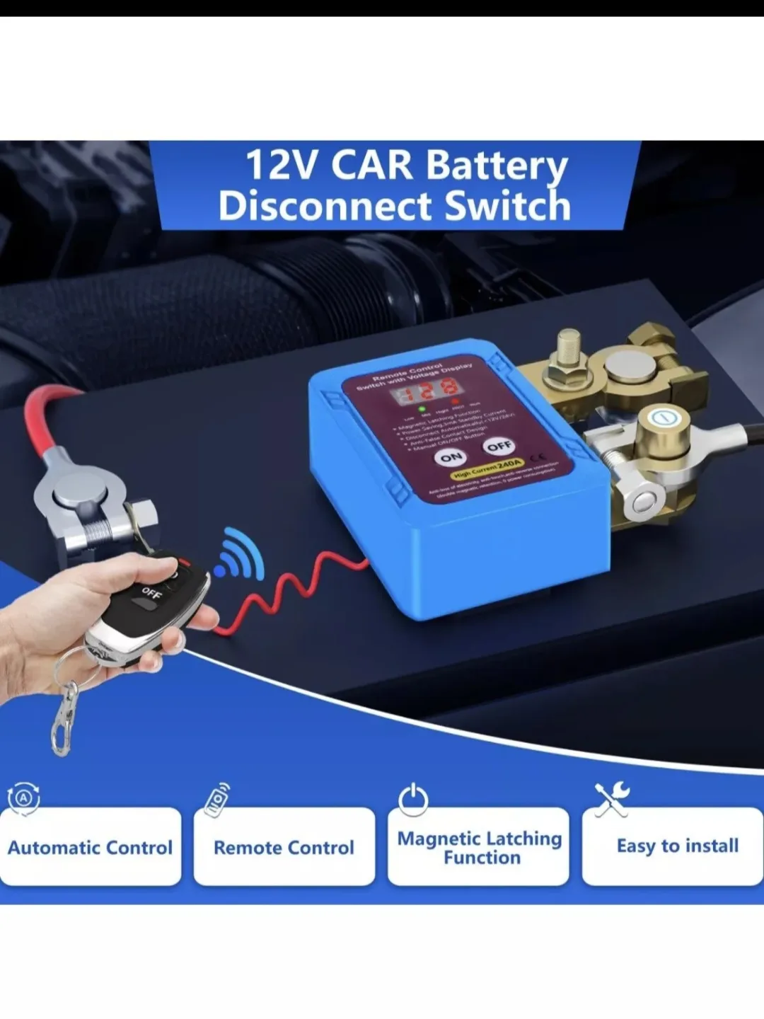 Remote Battery Disconnect Switch,12V/24V 240A,Kill Switch image indicator(5)