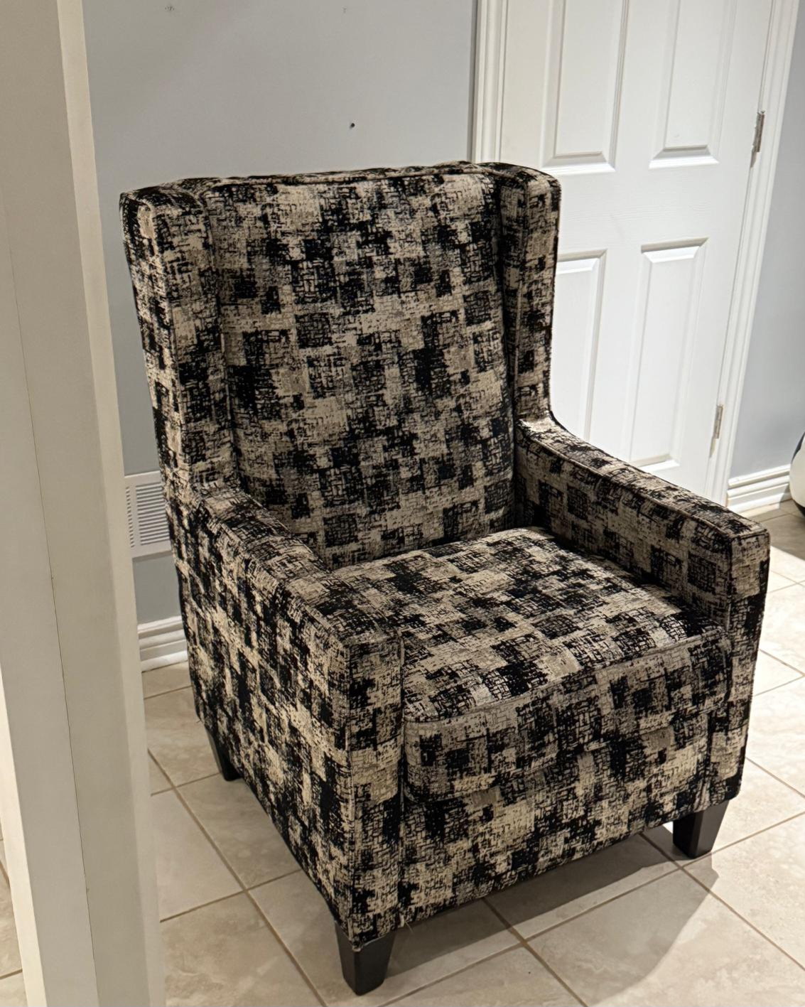 Wingback Accent Chair - Black and Beige