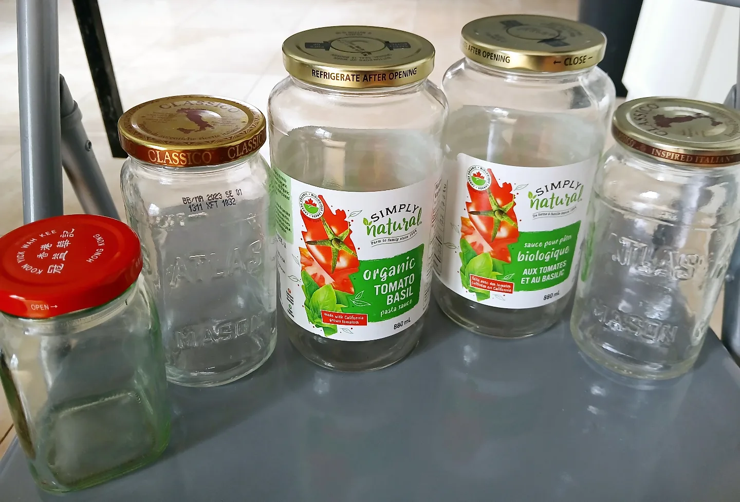 Set of 5 empty glass jars thumbnail