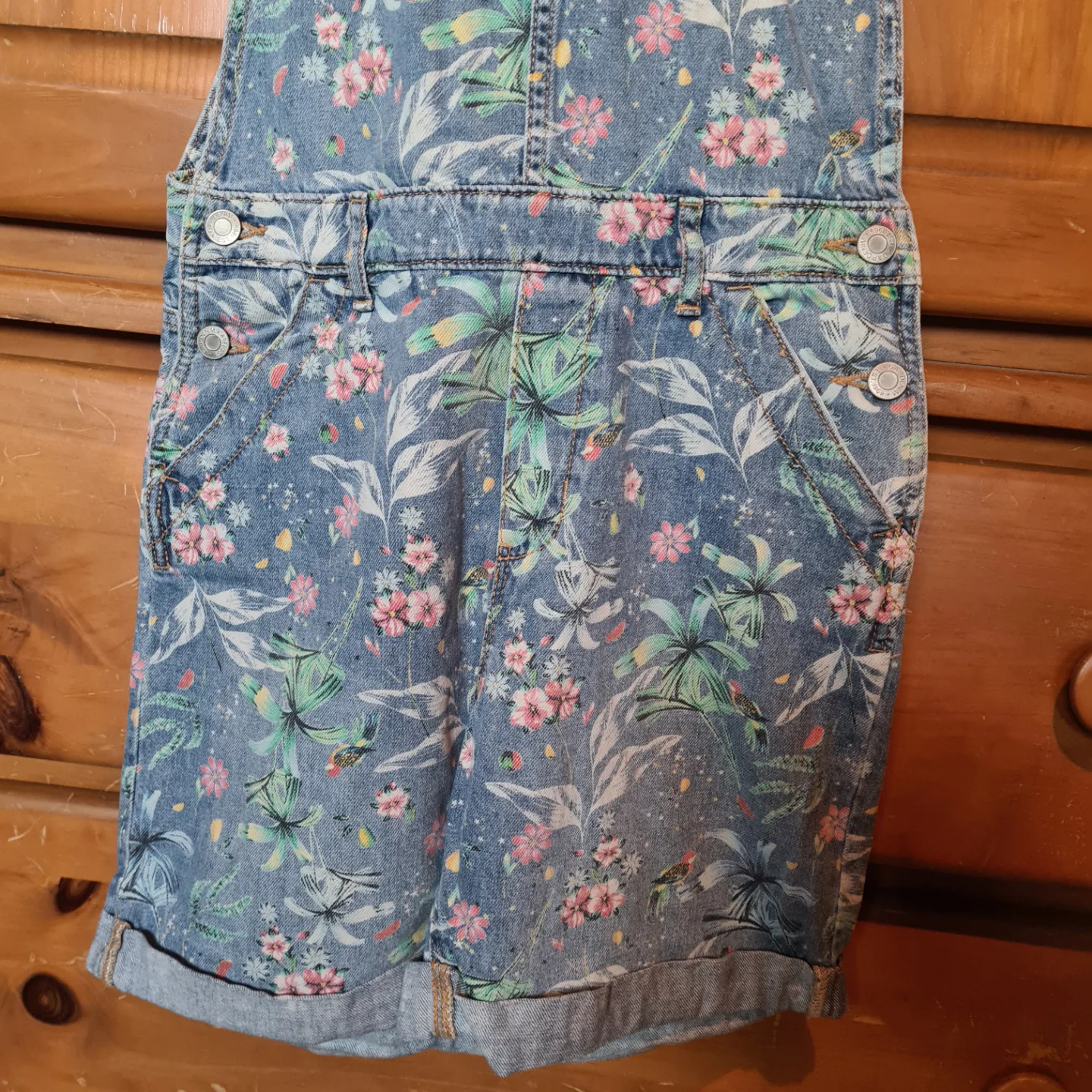 GAP - Girls' floral denim overalls🧡 image indicator(4)