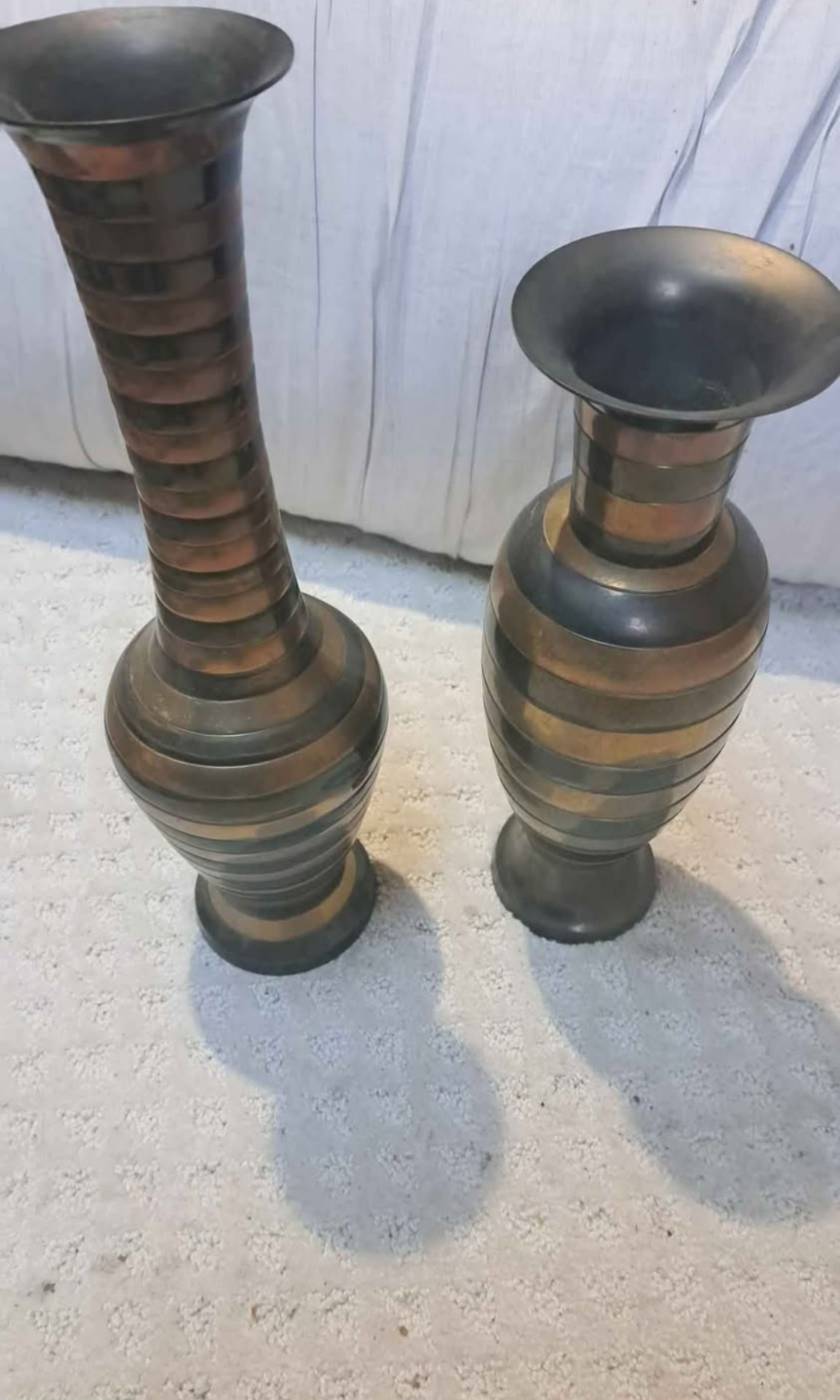 Vintage Solid Brass Vase Set - Made in India - photo 4